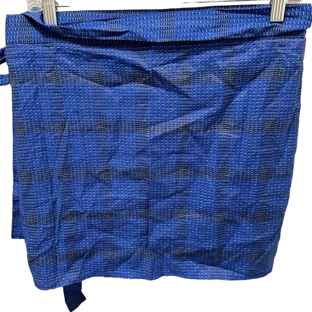 SUMMERSALT The Wrap Cover Up Skirt Hydrangea Modern Plaid Black Blue - Picture 4 of 4